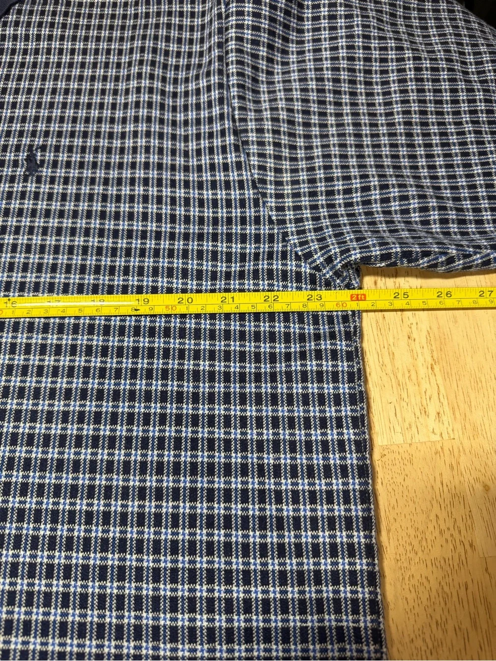 Vintage 90s Polo Ralph Lauren Made In USA Navy White Tartan Plaid Polo Mens XL